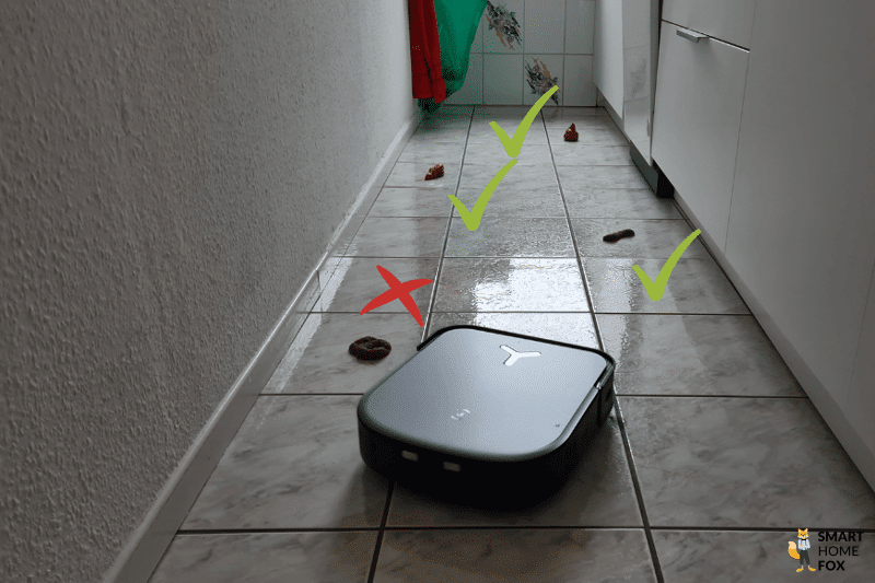 Das Testergebnis bei der Hinderniserkennung von Hundehaufen durch den ECOVACS DEEBOT X2 OMNI ist zu sehen.